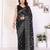 Black color georgette fabric designer foil printed ceremonial saree
