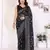 Black color georgette fabric foil printed ceremonial saree