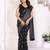 Black color georgette fabric designer foil printed ceremonial saree