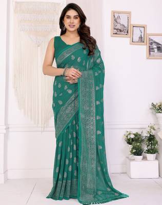 Rama georgette foil printed ceremonial saree 1
