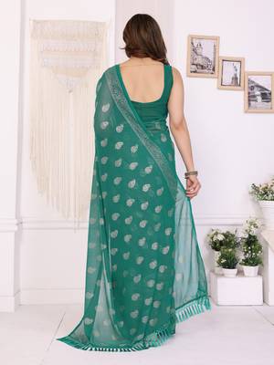 Rama georgette foil printed ceremonial saree 3