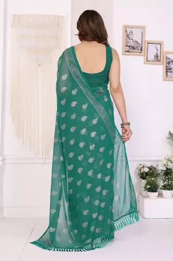 Rama georgette foil printed ceremonial saree