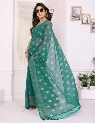 Rama georgette foil printed ceremonial saree 5