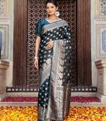 tarquice woven ethnic silk blend embroidered graceful partywear saree