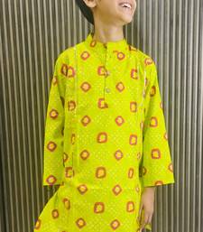 Cotton block print kurta pyjama set for boys