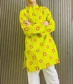 Cotton block print kurta pyjama set for boys