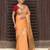 Orange color rich ethnic cotton based saree with rich woven designer looks