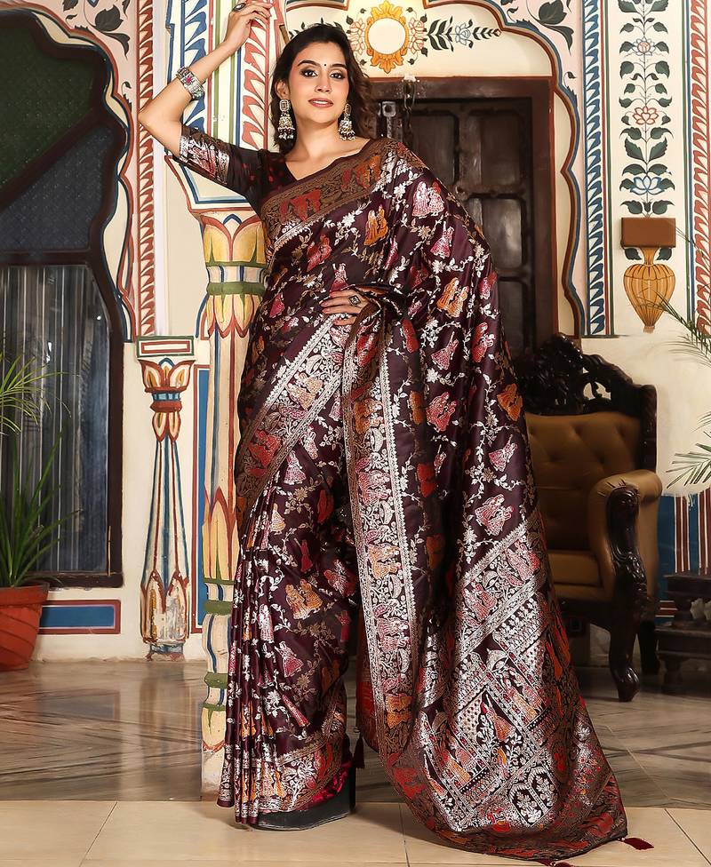 maroon color maroon color ethnic woven designer trendy looks saree