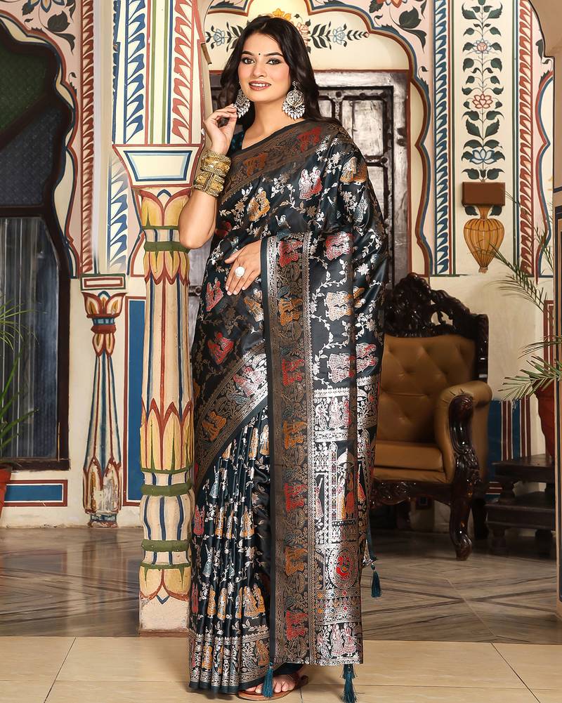 tourqice color tourqice color ethnic woven designer trendy looks saree