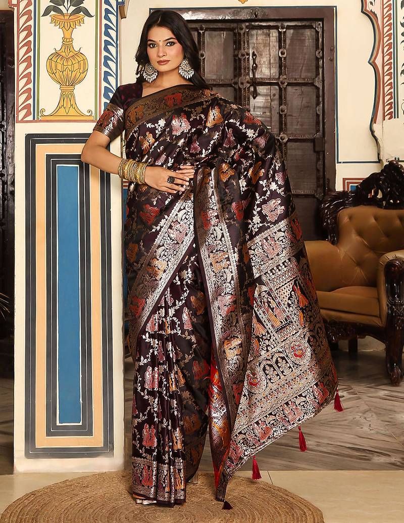 red color red color ethnic woven designer trendy looks saree