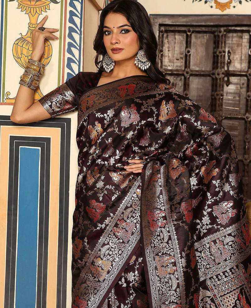 wine color wine color ethnic woven designer trendy looks saree