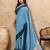 sky blue color based fabric ethnic woven designer ceremonial saree