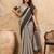 charcoal grey color based fabric ethnic woven designer ceremonial saree