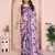 Purple color moss satin patta woven patta printed fancy saree