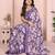 Purple color moss satin patta woven patta designer printed fancy saree