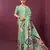 Sea green color malai crepe silk fabric digital printed ceremonial partywear saree