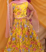 Cotton block printed lehenga set for girls