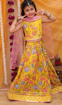 Cotton block printed lehenga set for girls 2