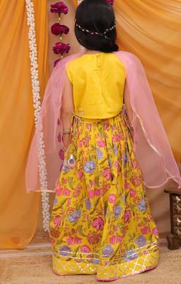 Cotton block printed lehenga set for girls 4