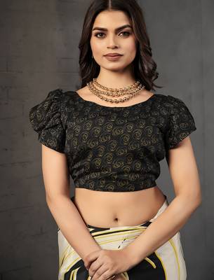 Black malai crepe silk blend digital printed fancy partywear saree 4