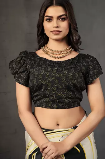 Black malai crepe silk blend digital printed fancy partywear saree