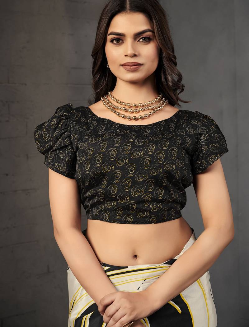 Black color malai crepe silk fabric designer digital printed beautiful fancy partywear saree