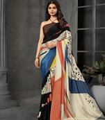 Multy color malai crepe silk fabric digital printed beautiful fancy partywear saree