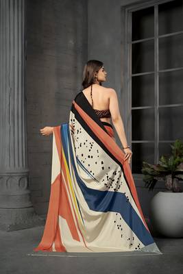 Multy malai crepe silk blend digital printed fancy partywear saree 2