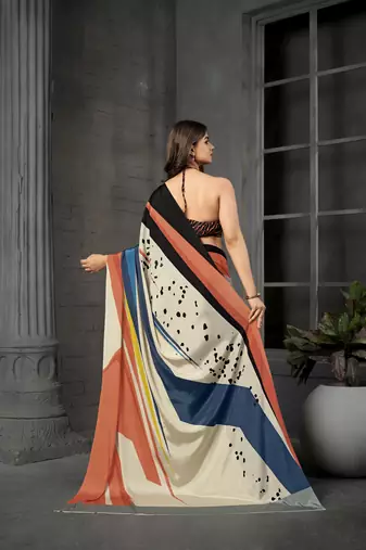 Multy malai crepe silk blend digital printed fancy partywear saree