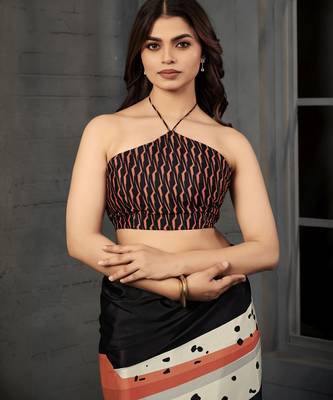 Multy malai crepe silk blend digital printed fancy partywear saree 4