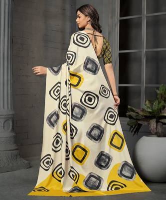 Black malai crepe silk blend digital printed fancy partywear saree 2