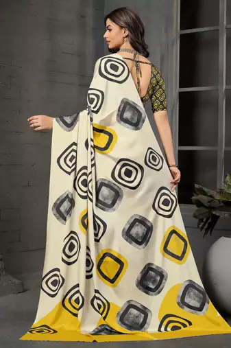 Black malai crepe silk blend digital printed fancy partywear saree
