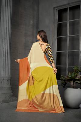 Multy malai crepe silk blend digital printed fancy partywear saree 2