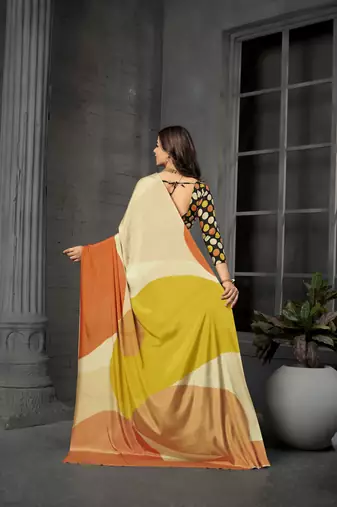 Multy malai crepe silk blend digital printed fancy partywear saree
