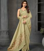 Pista color malai crepe silk fabric digital printed beautiful fancy partywear saree