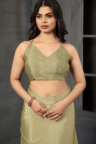 Pista malai crepe silk blend digital printed fancy partywear saree