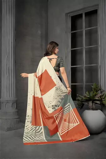 Black malai crepe silk blend digital printed fancy partywear saree