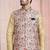 Cream printed banarasi silk 3 peice jacket set for men