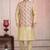 Cream printed banarasi silk 3 peice jacket set for men