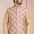 Cream printed banarasi silk 3 peice jacket set for men