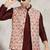 Cream printed banarasi silk 3 peice jacket set for men