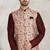 Cream printed banarasi silk 3 peice jacket set for men