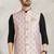 Light pink printed banarasi silk 3 peice jacket set for men