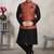 Black printed banarasi silk 3 peice jacket set for men
