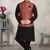 black printed banarasi silk 3 peice nehru jacket set for men