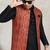 Black printed banarasi silk 3 peice jacket set for men