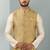 Sea green jacquard banarasi silk 3 peice jacket set for men