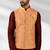 Dark peach jacquard banarasi silk 3 peice jacket set for men