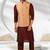 Dark peach jacquard banarasi silk 3 peice jacket set for men