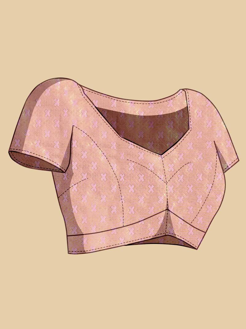 pink color graceful wevon jari designer silk blend blended partywear saree